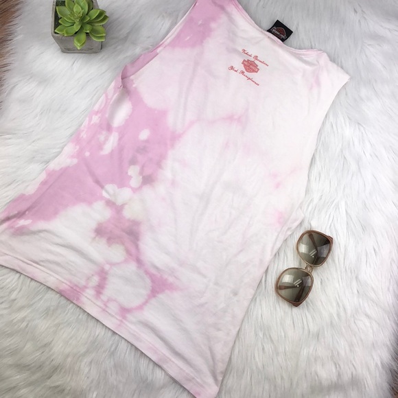 Harley Davidson medium destroyed pink tank top - Picture 4 of 7